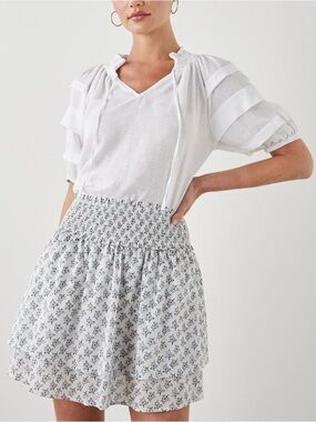 Rails Paris Top white linen blend size XS boho peasant